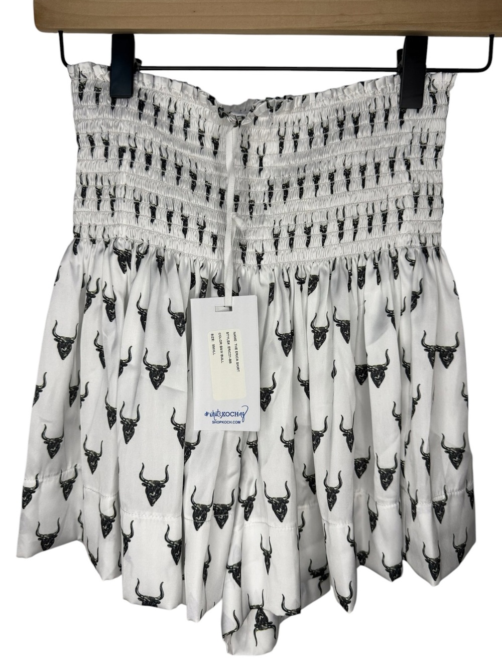KOCH NWT Erica Shorts Skirt Black & White Bull Pattern RARE size Small